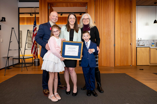 Photo of Harpool award recipient and family