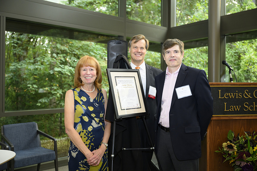 Jennifer Johnson, George Foster and Interim Dean Parry