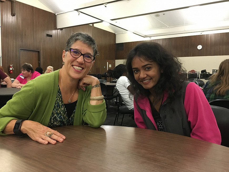 Karla and Sahana at Meetup Night.