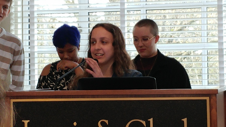 Sarit Cahana, co-founder of the Disabled Student Union, spoke at the 2018 Student Leadership and Service Awards.