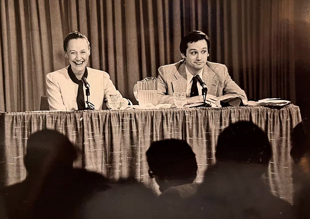 Margaret Strachan and Blumenauer in a Portland City Council debate in 1981.