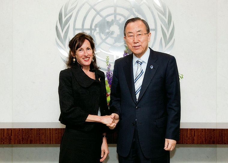 Cynthia Scharf and U.N. Secretary-General Ban Ki-moon