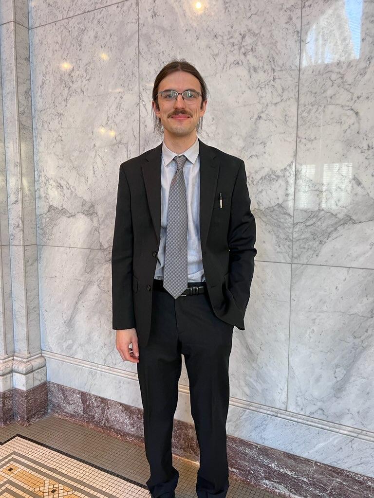 Alex H. in front of the Ninth Circuit Court in San Francisco, CA