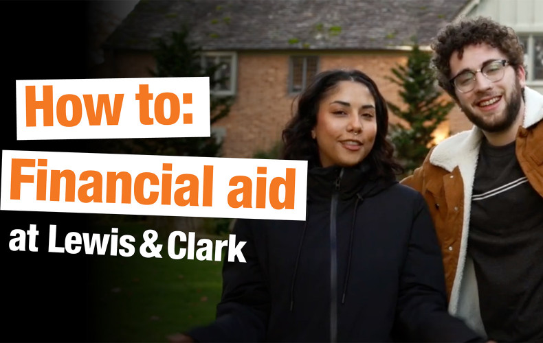 Thumbnail for the financial aid video showing two student narrators.