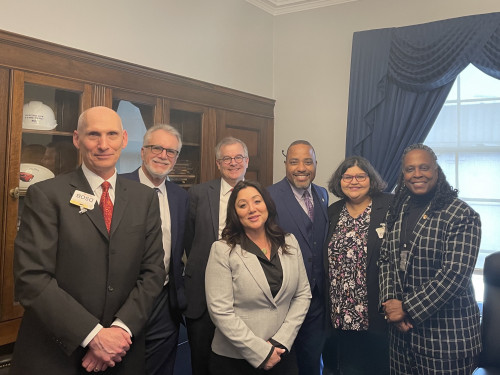 Several of Oregon's higher education leaders met with Lori Chavez-DeRemer (front, center), Oregon's 5th Congressional District ...