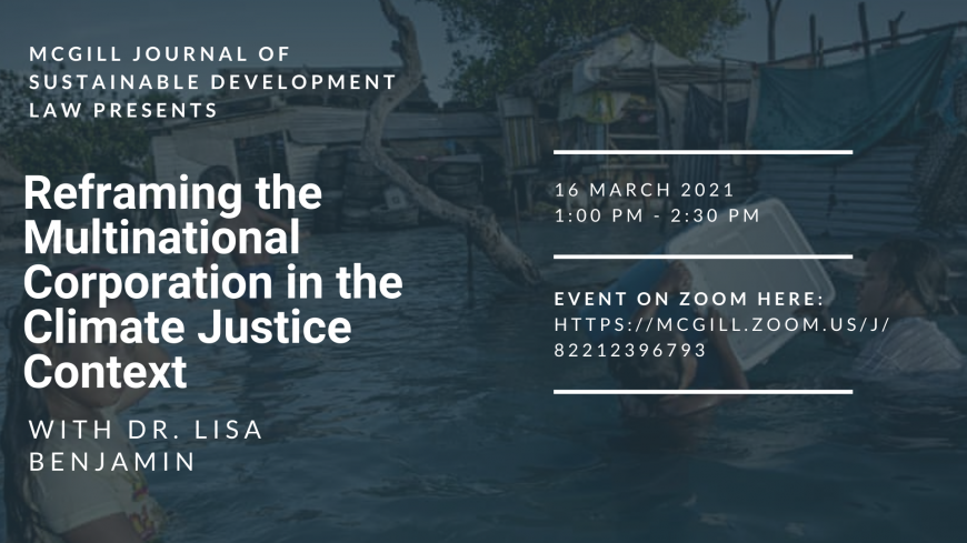 MCGill Journal of Sustainable Development Law presents Lisa Benjamin