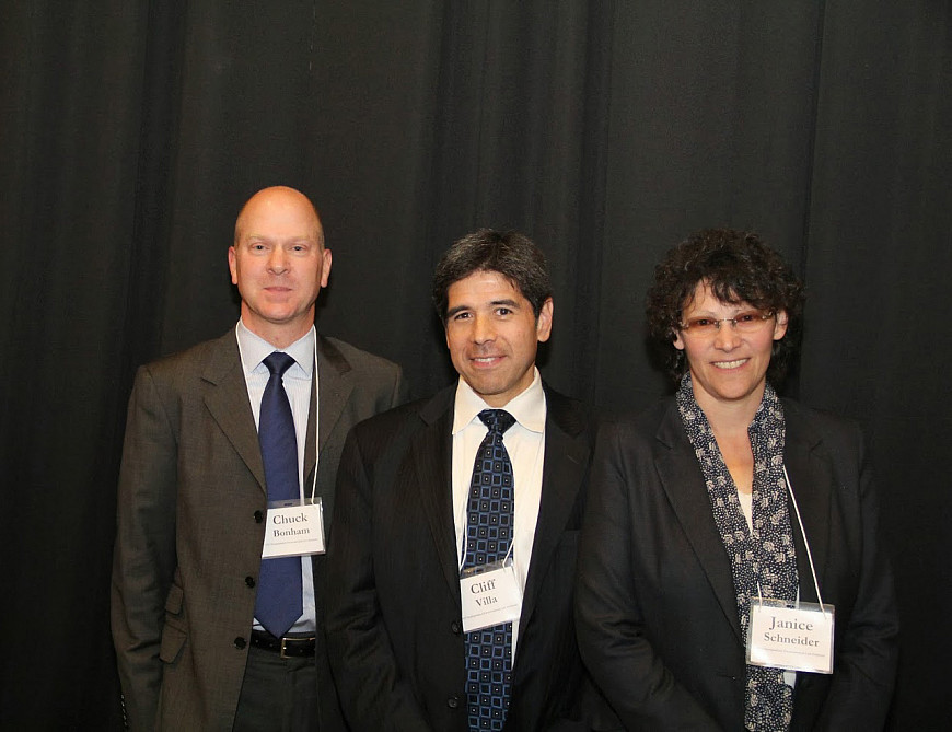 From left: Chuck Bonham '00, Cliff Villa '93, and Janice Schneider '92.